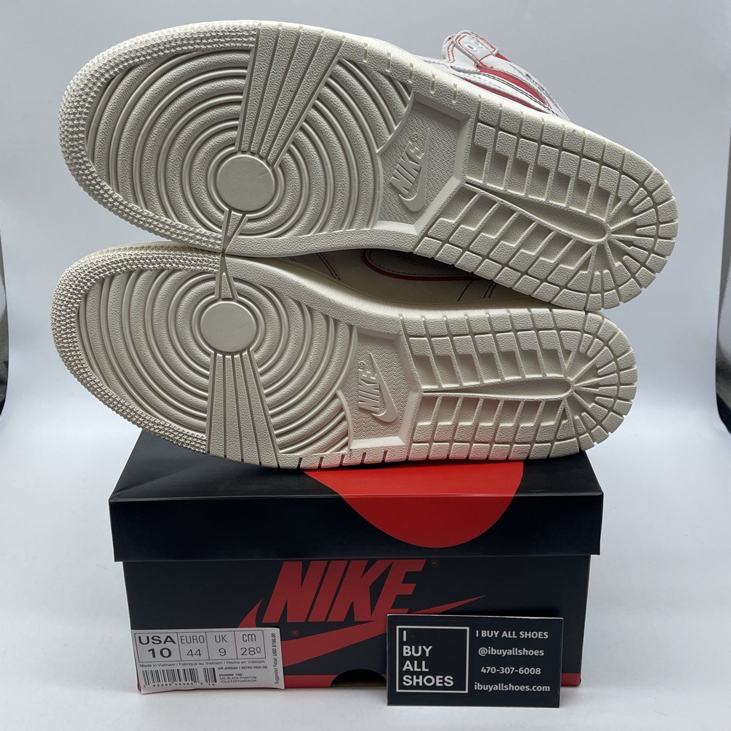 Size 10 - Air Jordan 1 Retro OG High Phantom White Red Suede (555088-160)