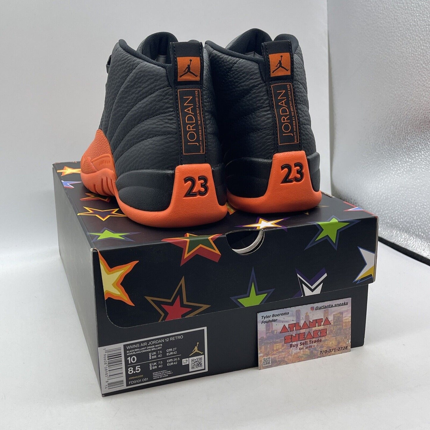 Size 10W - Air Jordan 12 Retro Brilliant Orange Black Leather (FD9101-081)