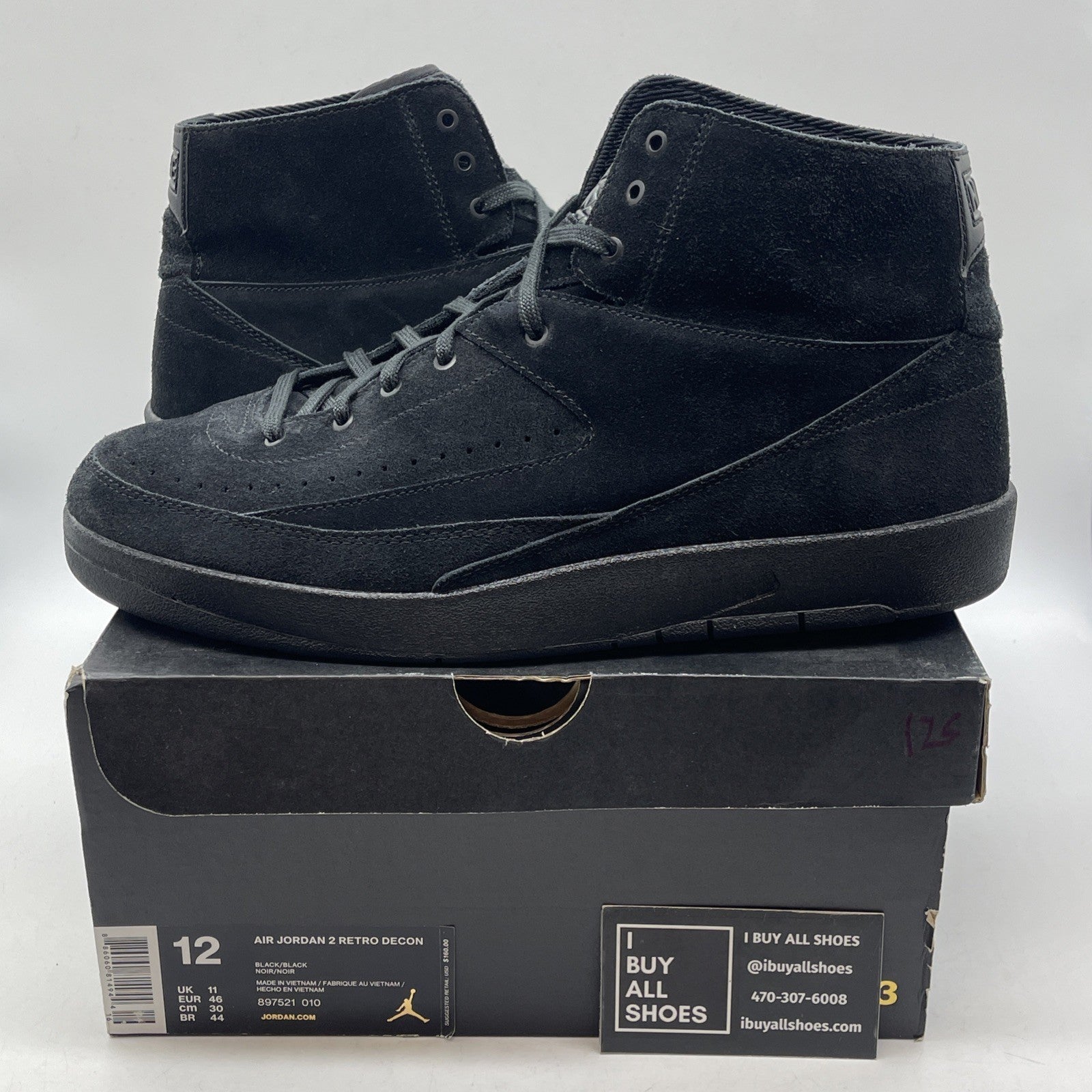 Size 12 - Air Jordan 2 Retro Deconstructed Triple Black Suede (897521-010)