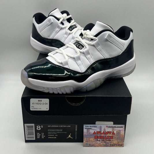 Size 8.5 - Air Jordan 11 Retro Low Emerald Brand New Og All White Leather DS