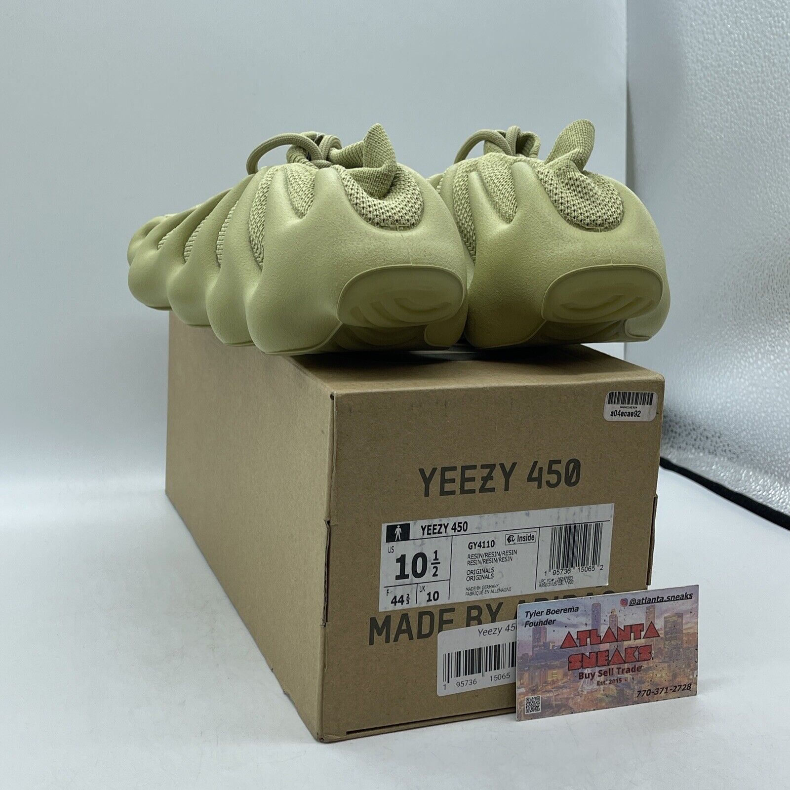 Size 10.5 - adidas Yeezy 450 Resin Green Suede Leather (GY4110)