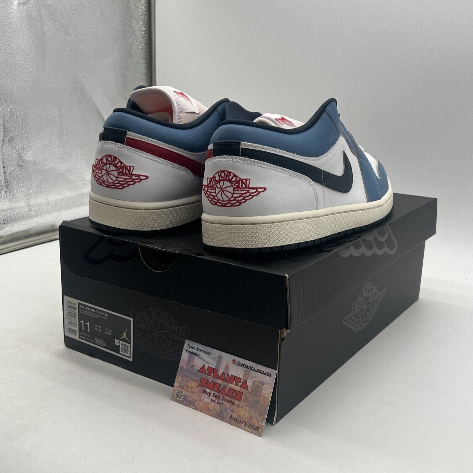 Size 11 - Nike Air Jordan 1 Low SE Shoes White Armory Navy (HM3711-144)