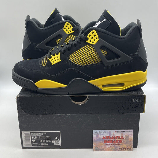 Size 11.5 - Jordan 4 Retro Low Thunder White Yellow Leather Black (DH6927-017)