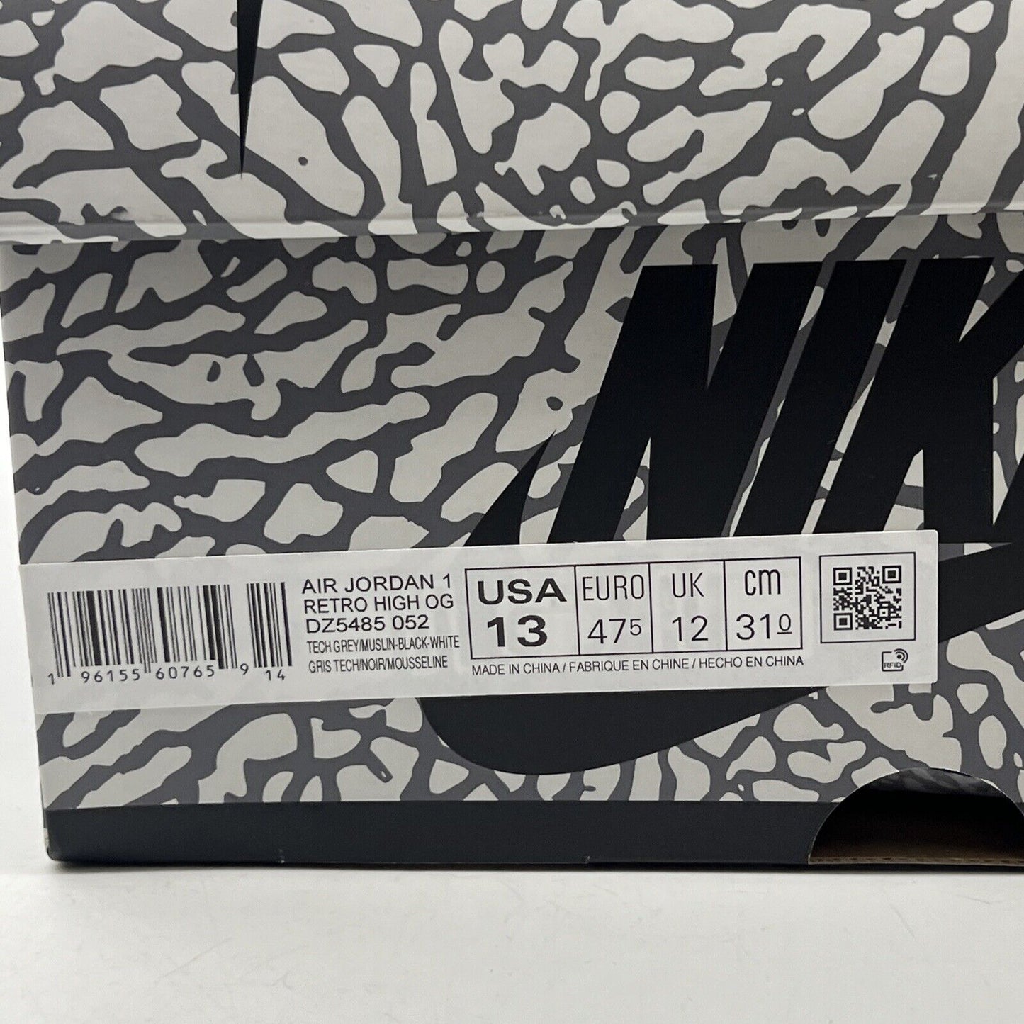 Size 13 - Air Jordan 1 Retro OG High White Cement Black Leather (DZ5485-052)