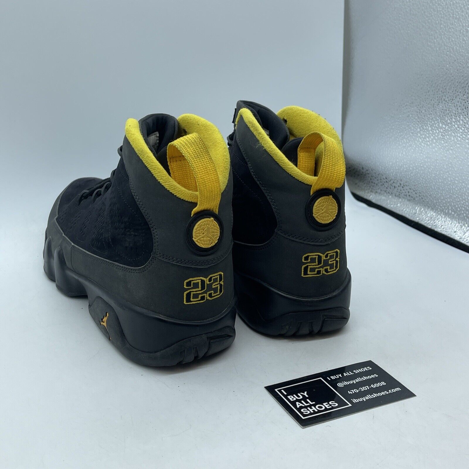 Size 11.5 - Jordan 9 Retro Black Grey Yellow Suede Leather (CT8019-070)