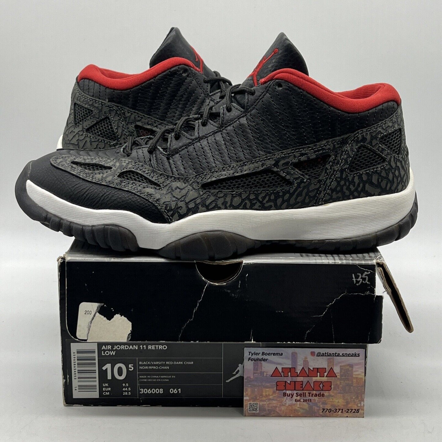 Size 10.5 - Air Jordan 11 Retro IE 2003 Low Black Charcoal Red