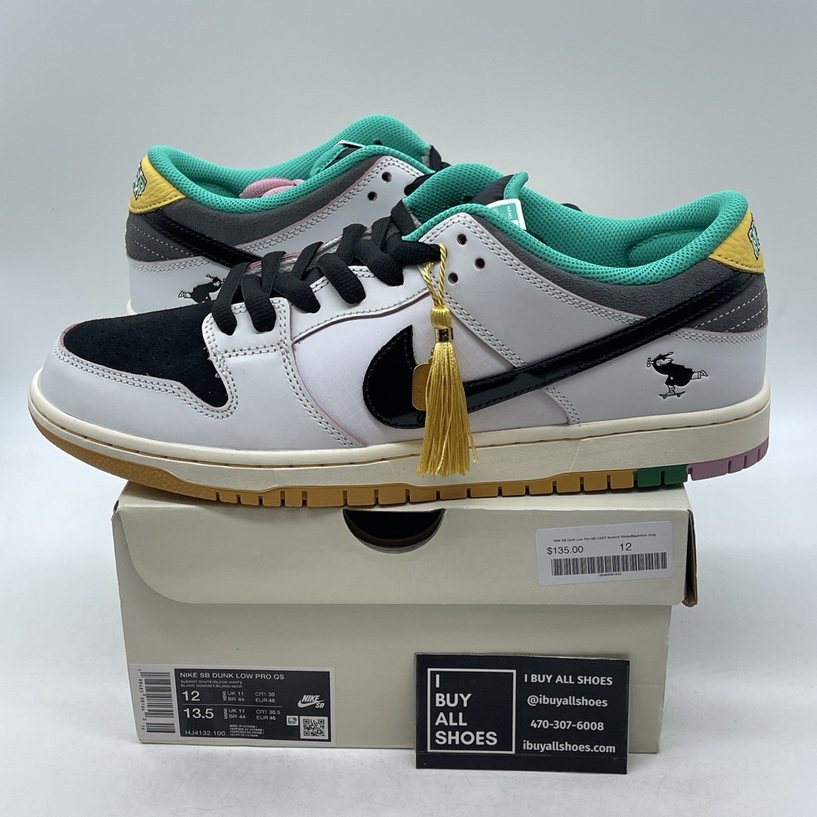 Size 12 - CSEF x Nike Dunk SB Low White Clear Emerald (HJ4132-100)