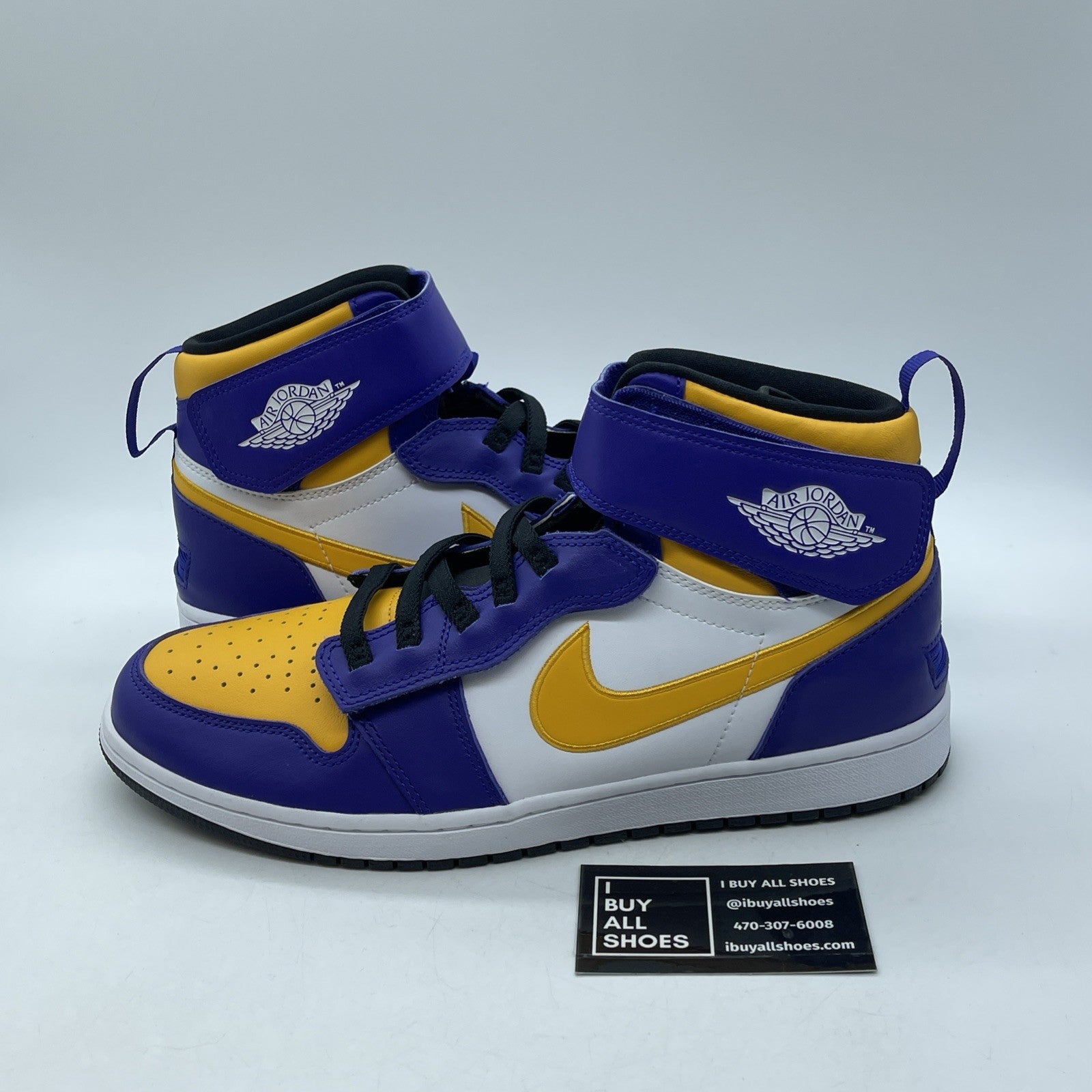 Size 11.5 - Air Jordan 1 FlyEase High Lakers Purple White Yellow (CQ3835-517)