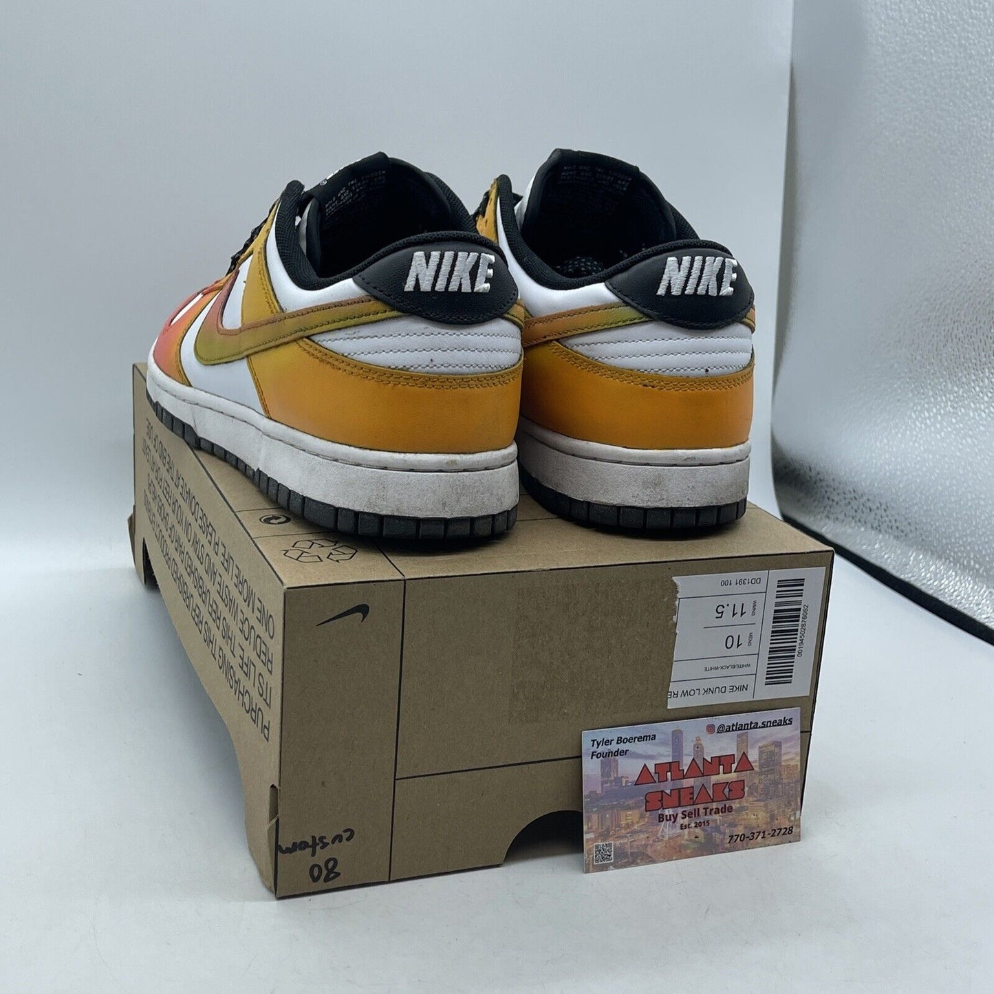 Size 10 - Nike Dunk Low Black White Yellow Pink Leather Custom* (DD1391-100)