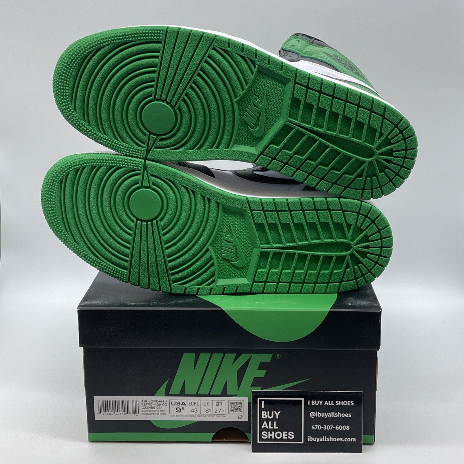 Size 9.5 - Air Jordan 1 Retro OG High Lucky Green Leather (DZ5485-031)