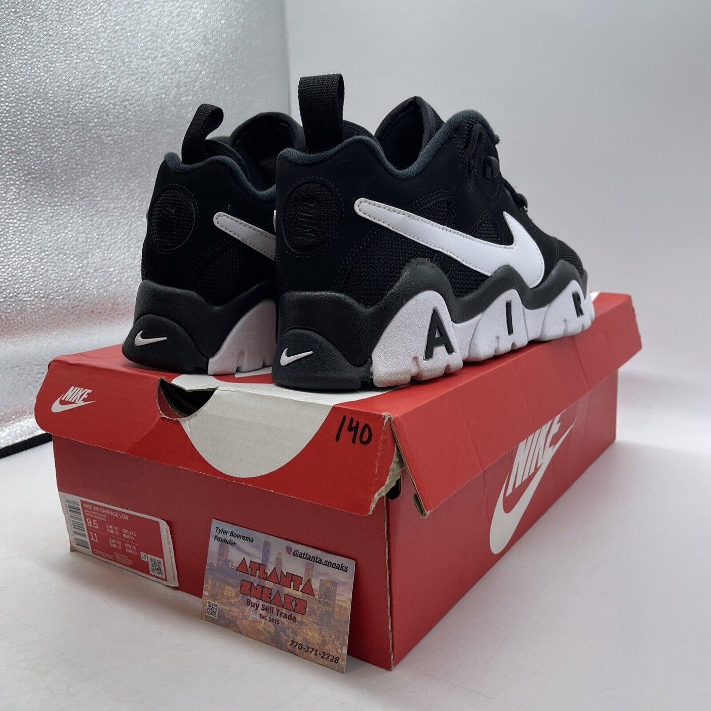 Size 9.5 - Nike Air Barrage Low Black White Suede (CD7510-001)