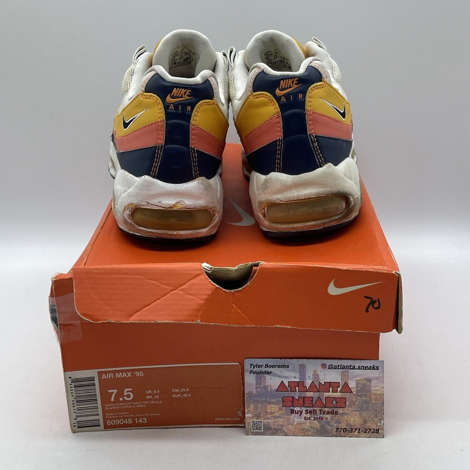 Size 7.5 - Nike Air Max 95 White Suede Leather Blue Orange Pink (609048-143)