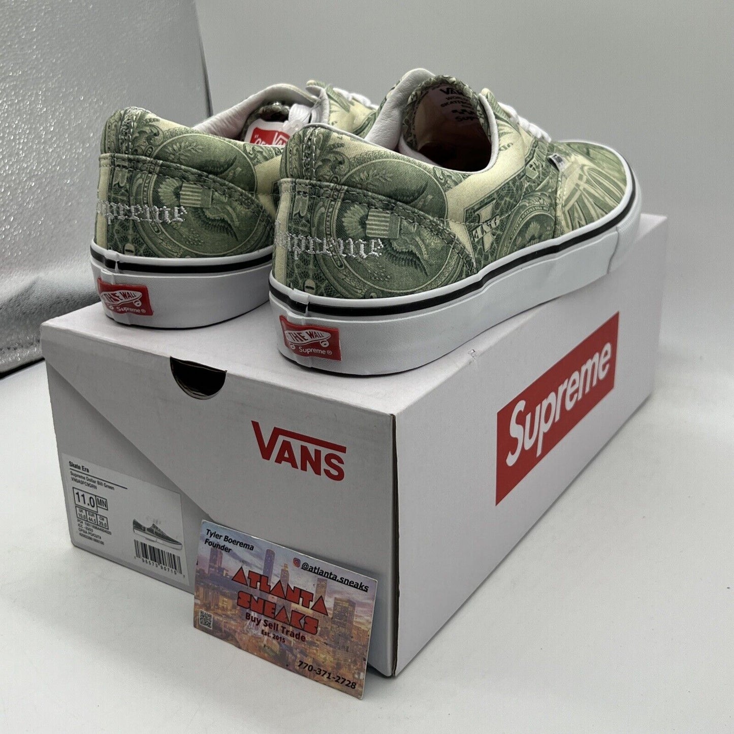 Size 11 - VANS Supreme x Skate Era Dollar Bill Brand New Og All DS Sneakers