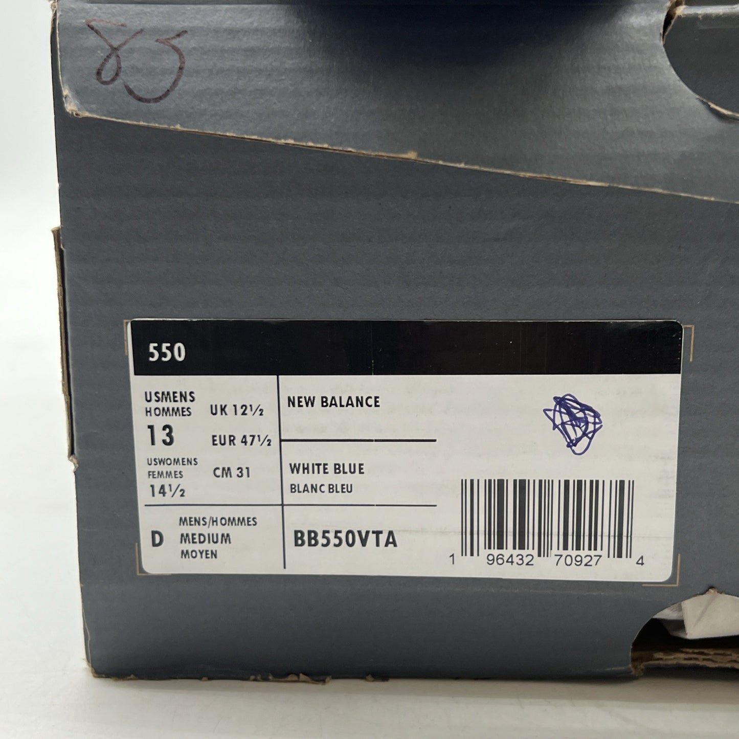 Size 13 - New Balance 550 Sea Salt Team Royal (BB550VTA)