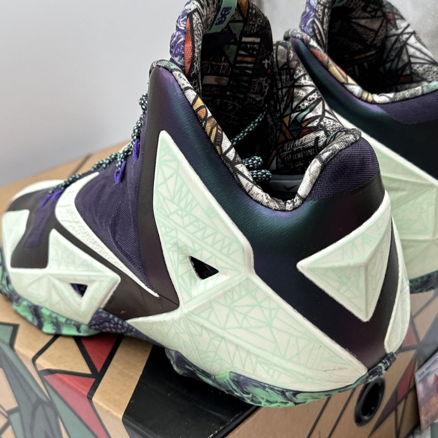 Size 12 - Nike LeBron 11 All Star - Gator King 2014 Purple Glow Green All Tract