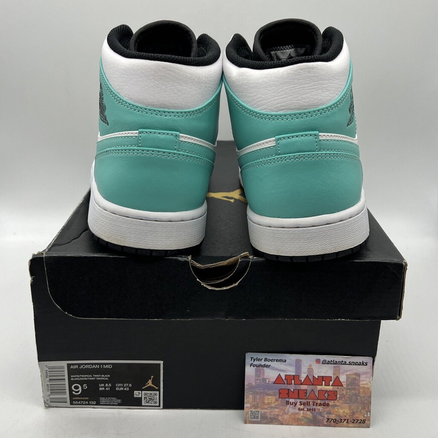 Size 9.5 - Air Jordan 1 Tropical Twist Black White Aqua Leather