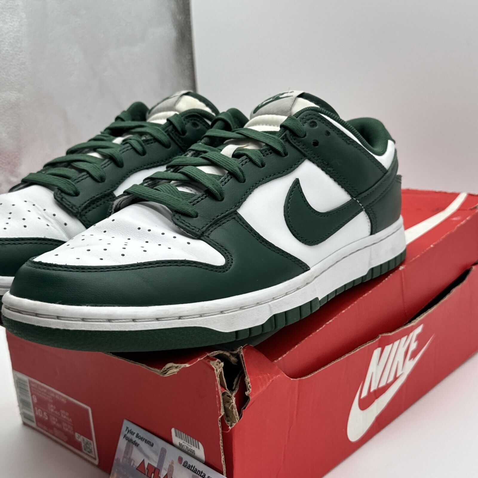 Size 9 - Nike Dunk Low Michigan State Green White Leather Forest Dark Green Og