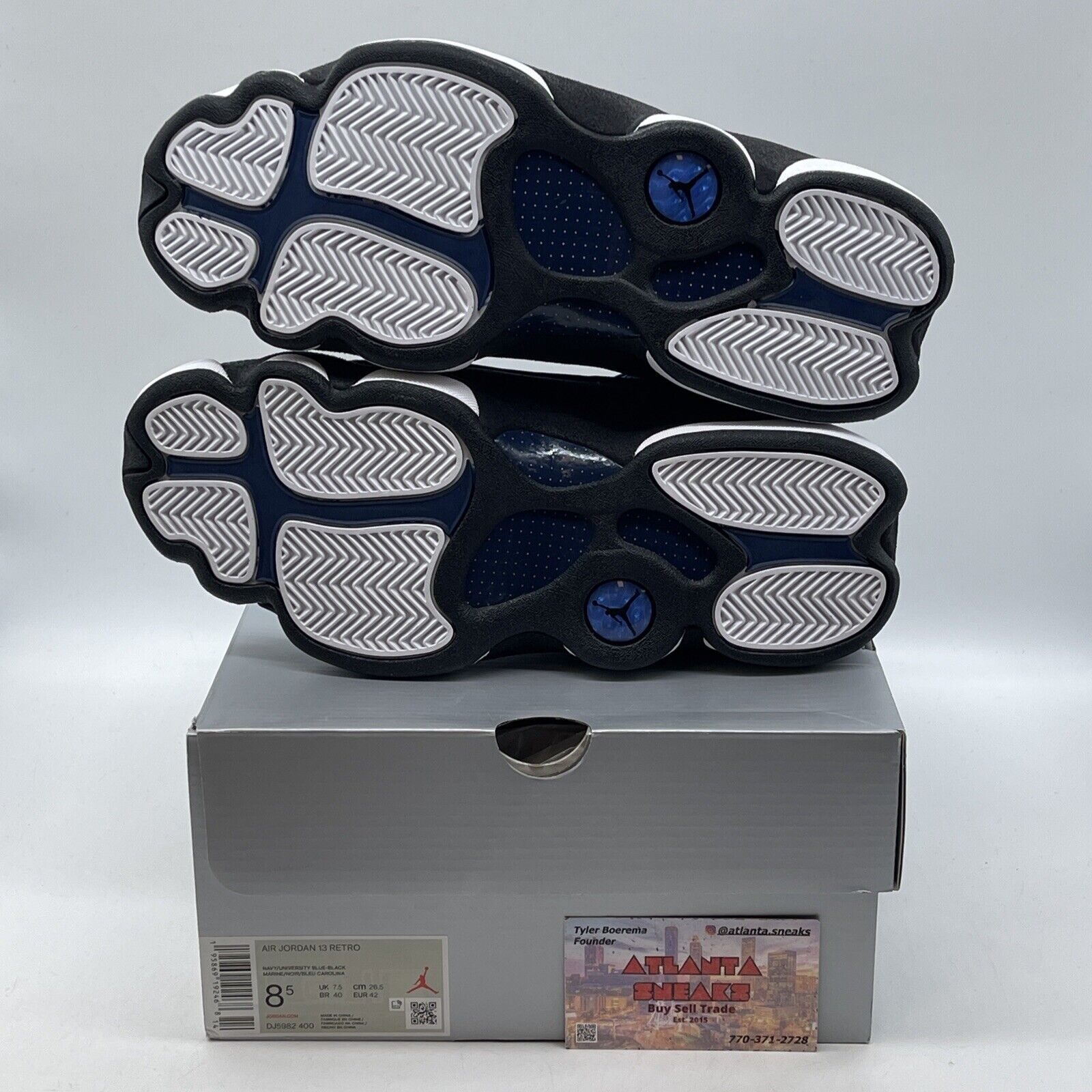 Size 8.5 - Jordan 13 Navy 2022 Black Suede White Leather (DJ5982-400)