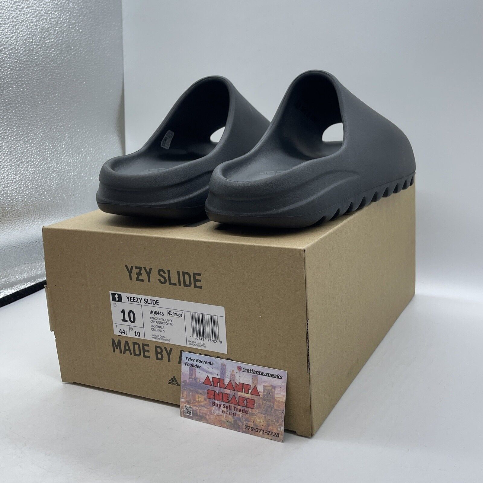 Size 10 - Adidas Yeezy Slides Onyx Black Rubber (HQ6448)