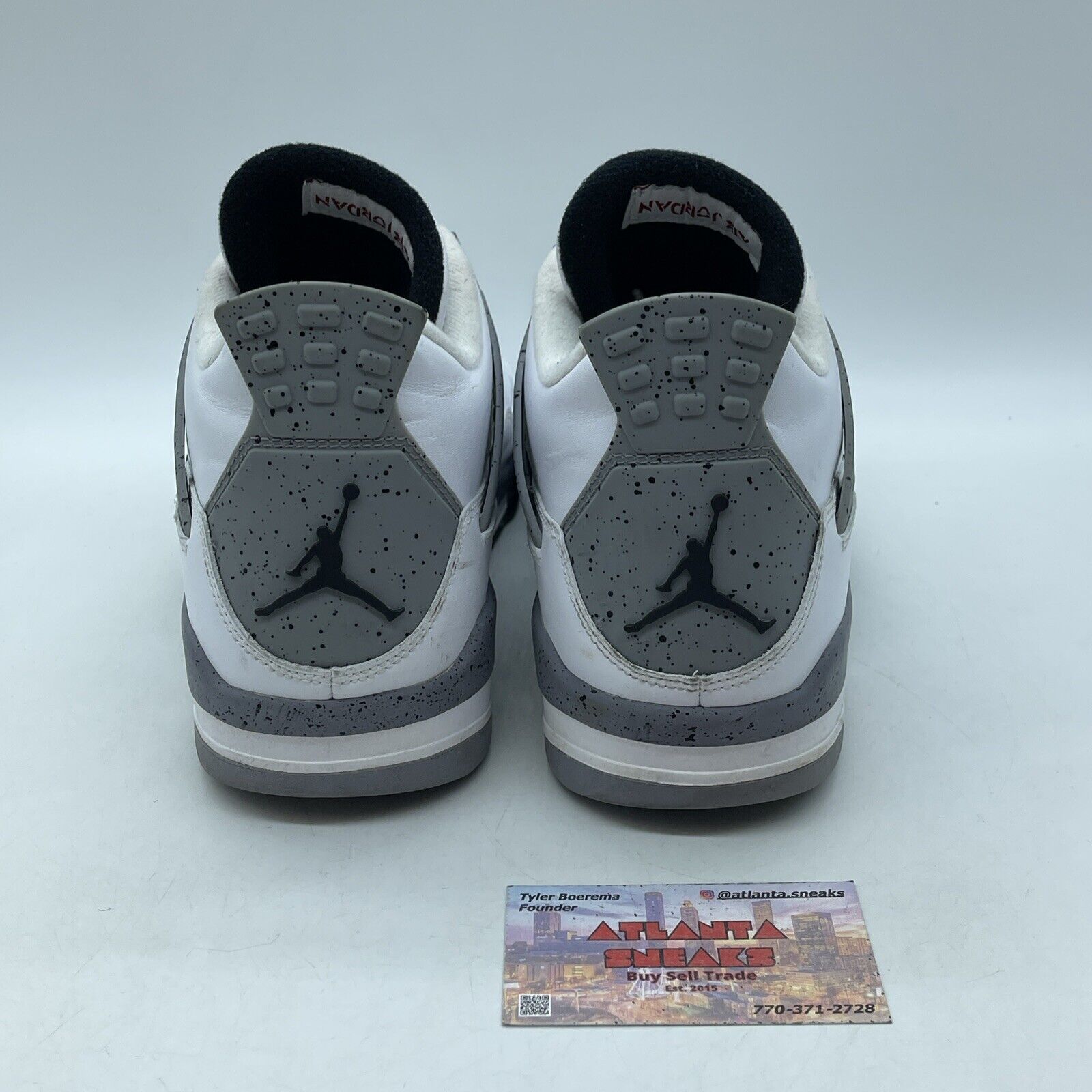 Size 12 - Jordan 4 Retro Cement Grey Black White Leather (308497-103)