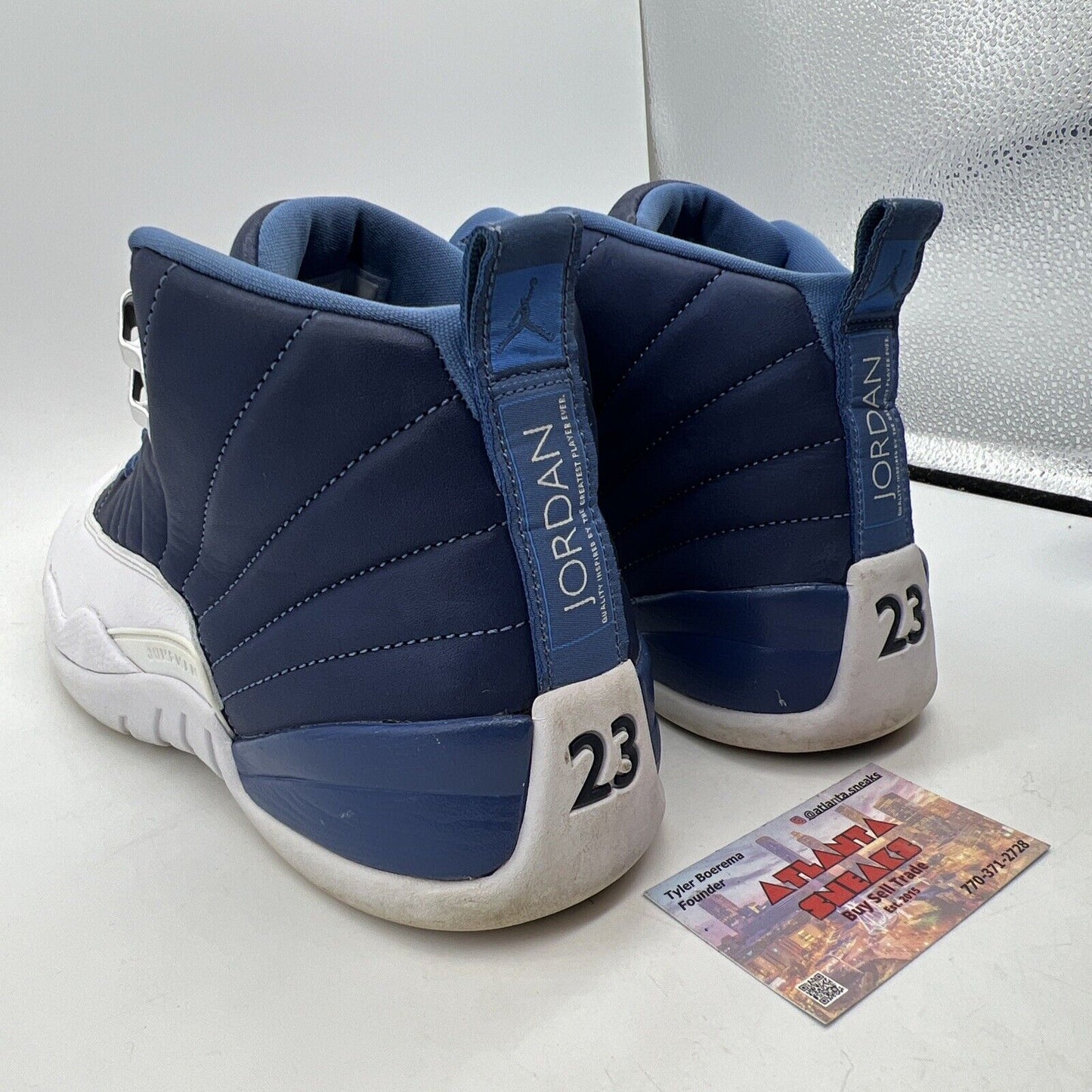 Size 10 - Jordan 12 Retro Indigo 2020 White Navy Leather (130690-404)