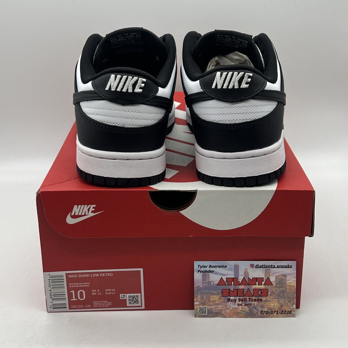 Size 10 - Nike Dunk Low Black White Brand New Og All