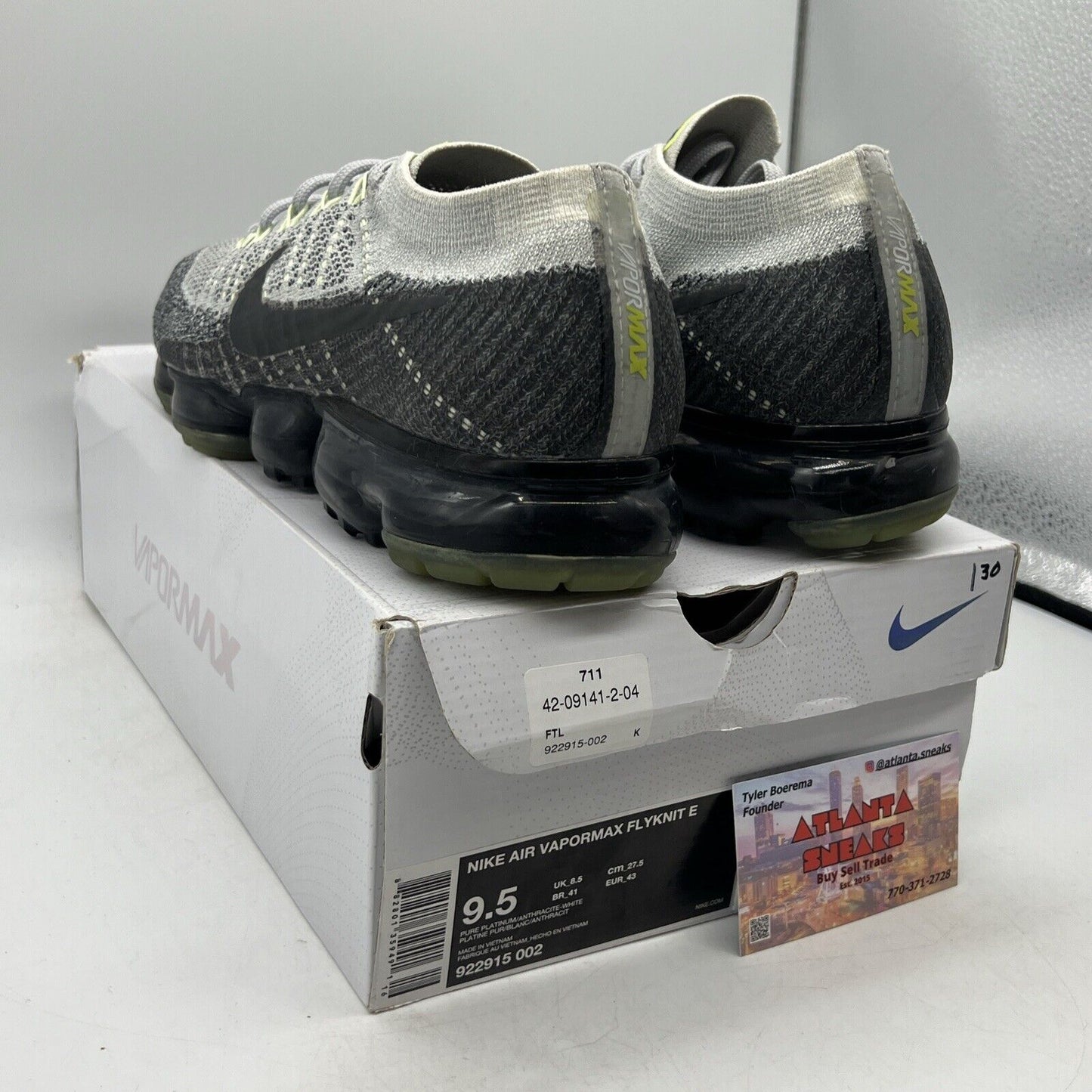 Size 9.5 - Nike Air VaporMax Neon Grey White