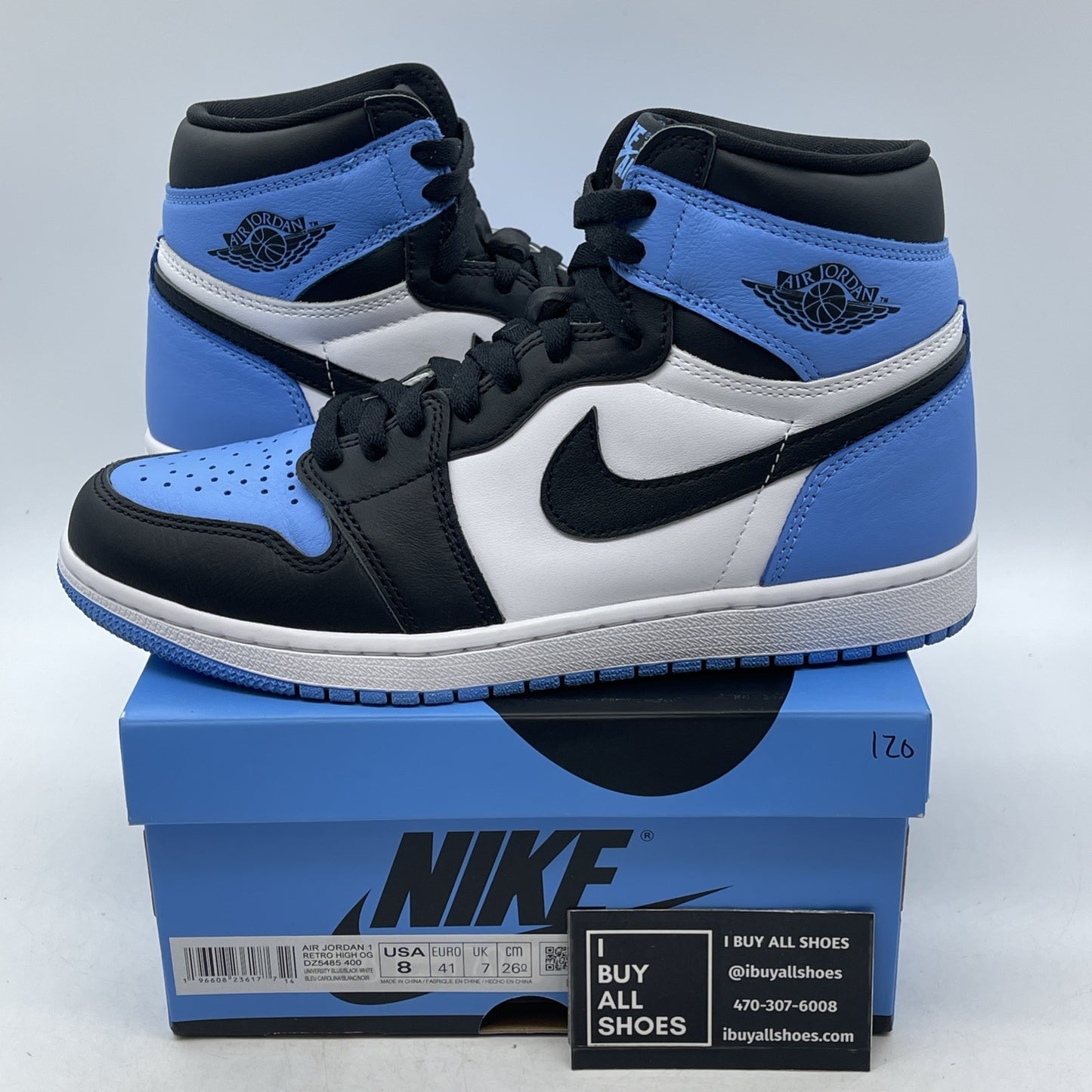 Size 8 - Air Jordan 1 Retro OG High UNC Toe (DZ5485-400)