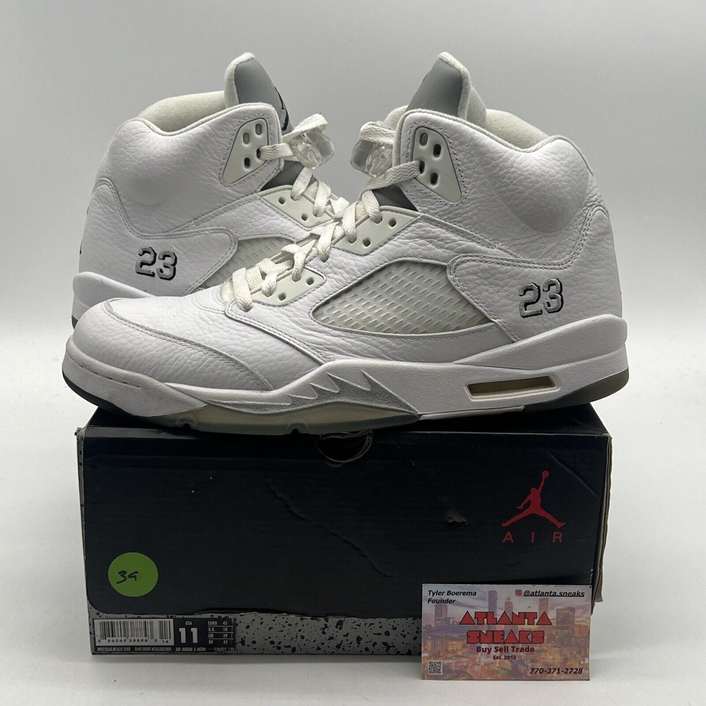 Size 11 - Air Jordan 5 Retro 2015 Metallic White Grey Leather (136027-130)