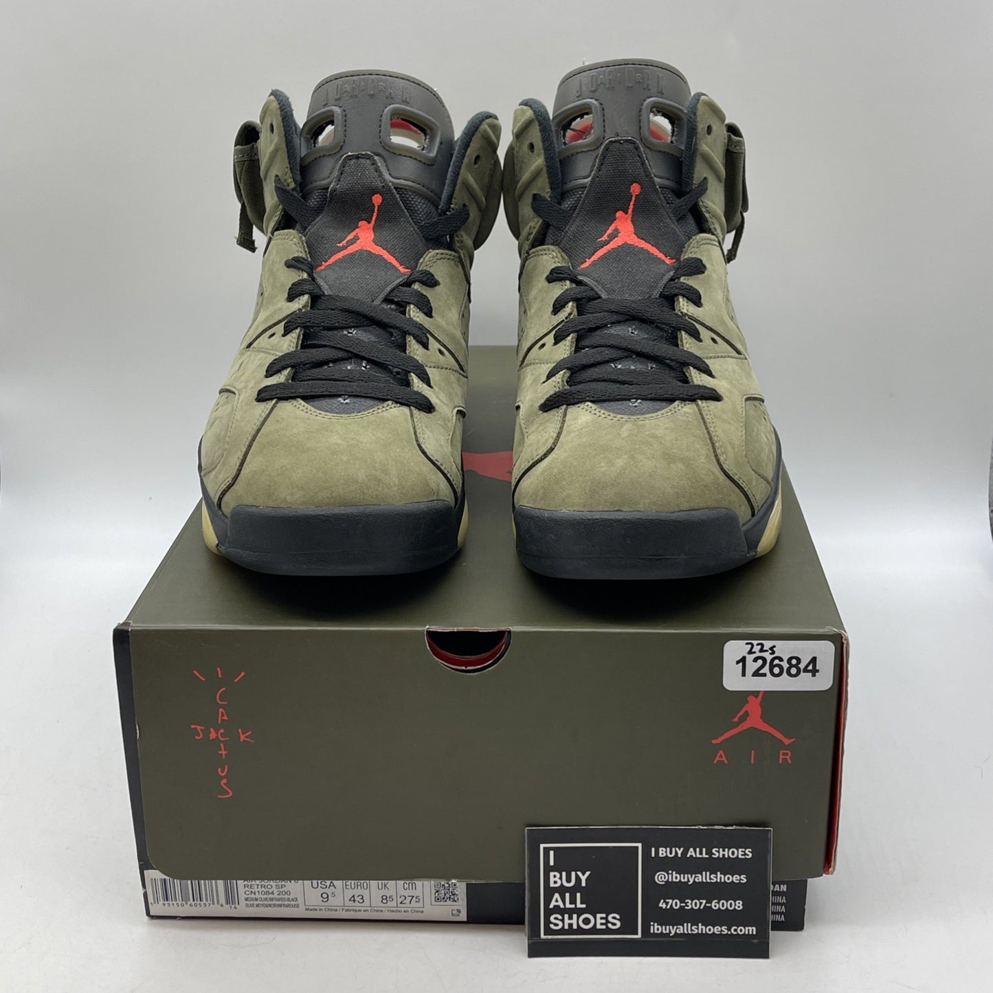Size 9.5 - Jordan 6 Retro x Travis Scott Mid Olive Green Suede (CN1084-200)