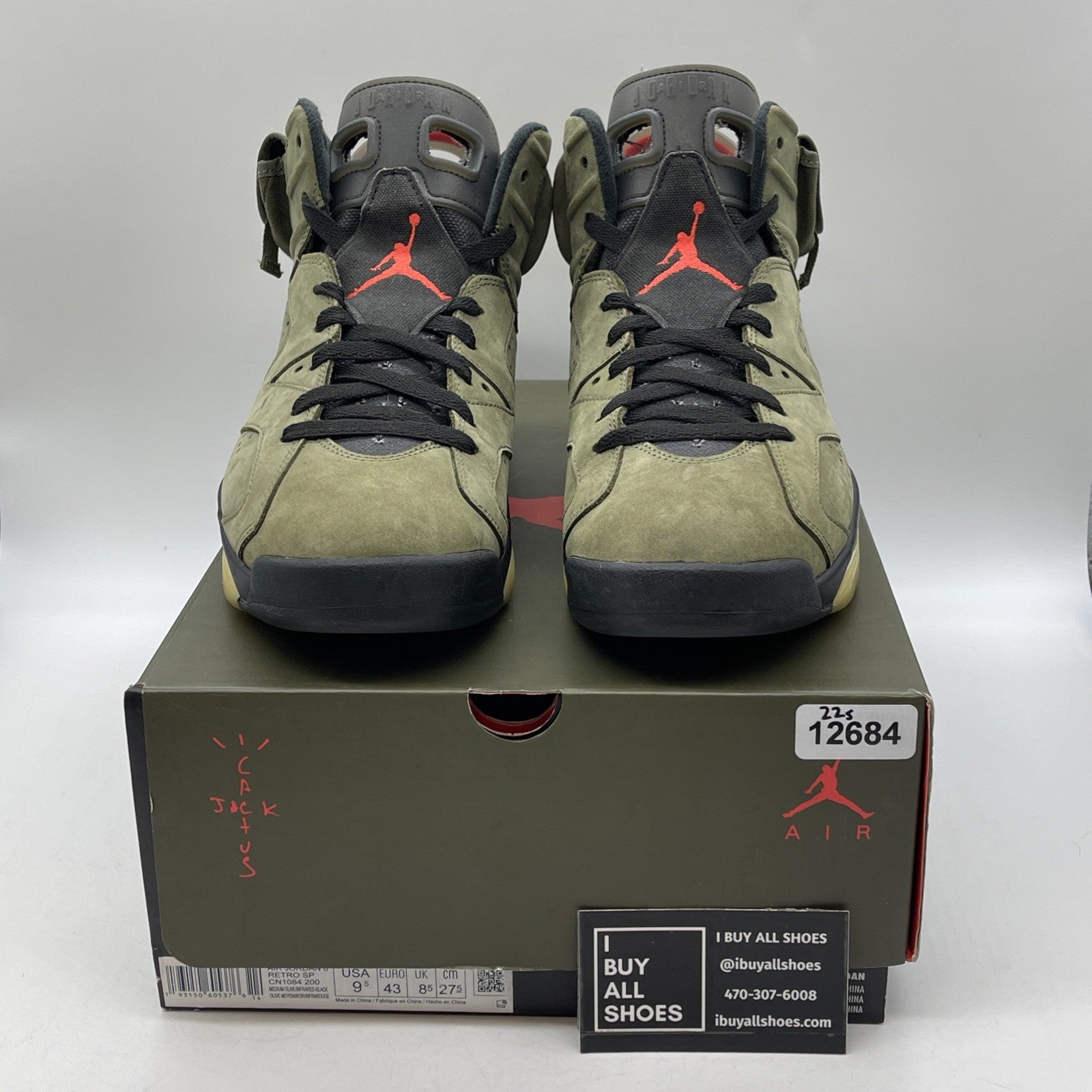 Size 9.5 - Jordan 6 Retro x Travis Scott Mid Olive Green Suede (CN1084-200)