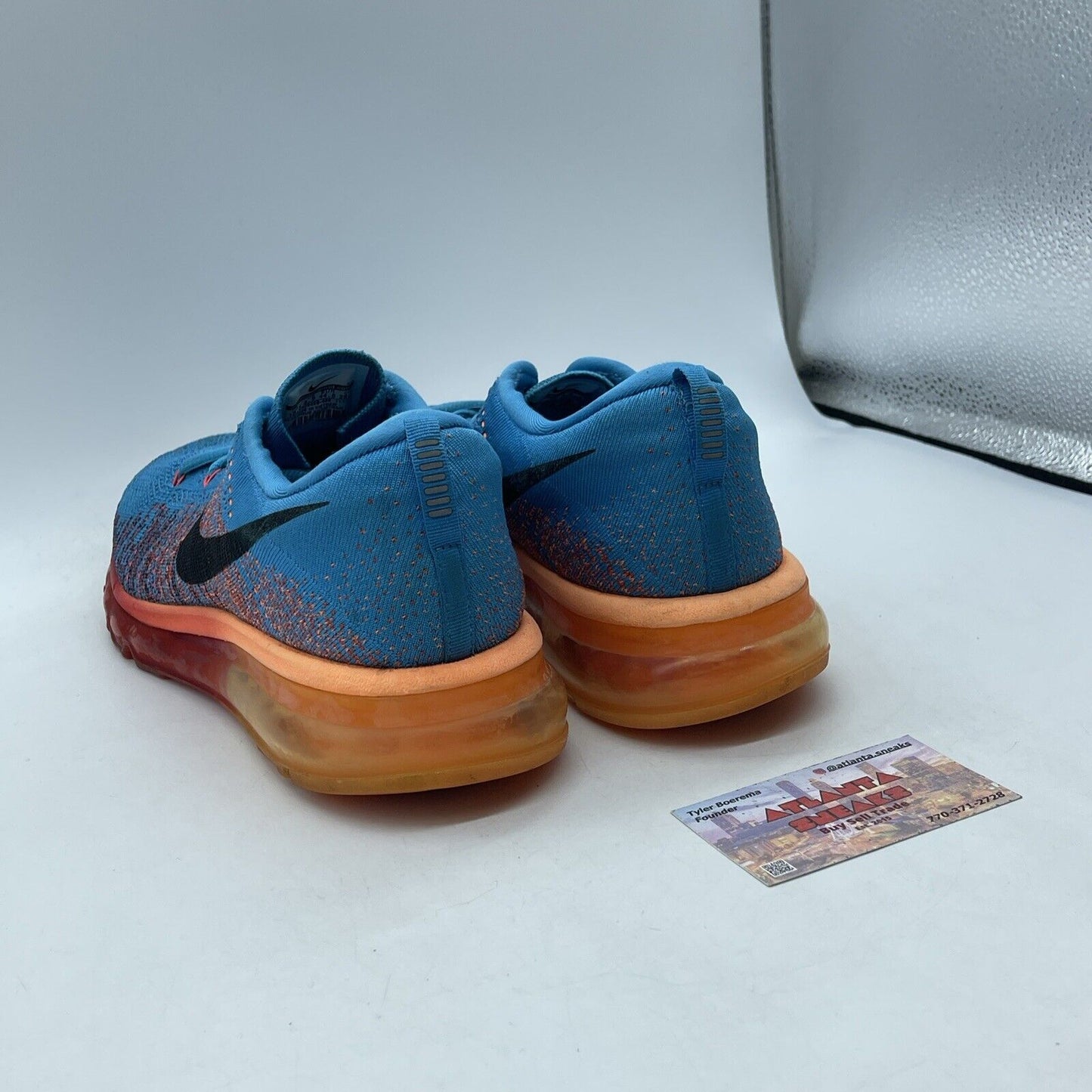 Size 10.5 - Nike Flyknit Max Vivid Blue Orange Red Suede (620469-406)