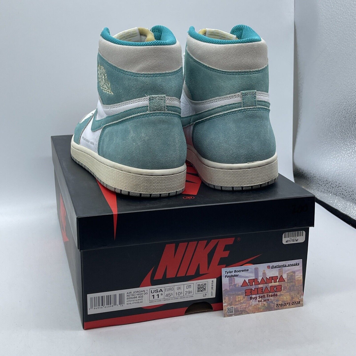 Size 11.5 - Jordan 1 Retro OG High Hyper Royal Blue Grey Suede (555088-402)