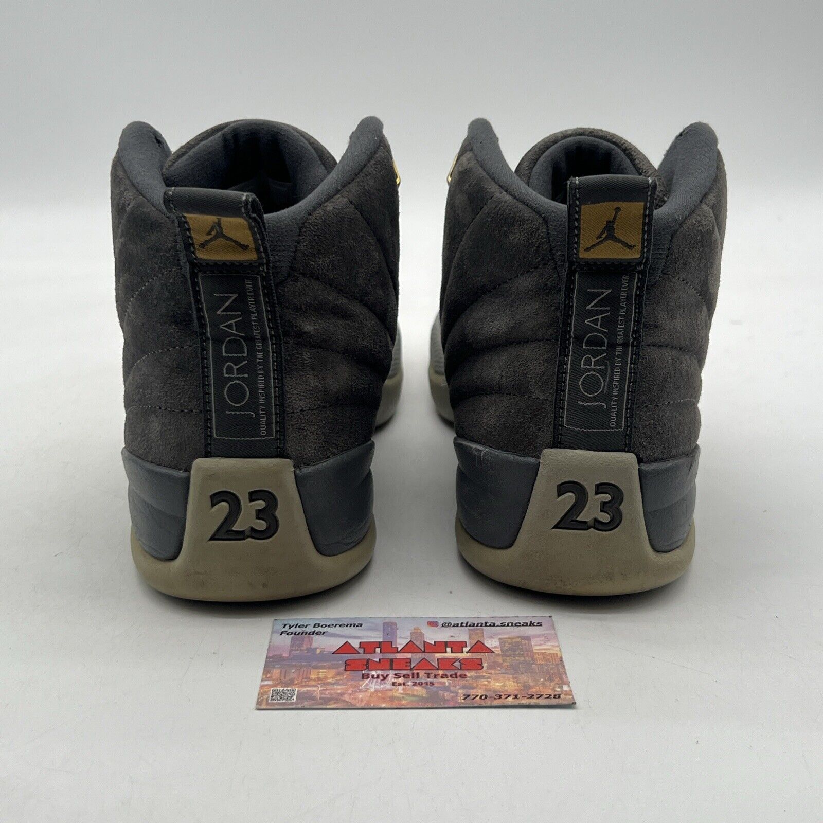 Size 8 - Air Jordan 12 Retro Dark Grey Gold Suede Leather (130690-005)