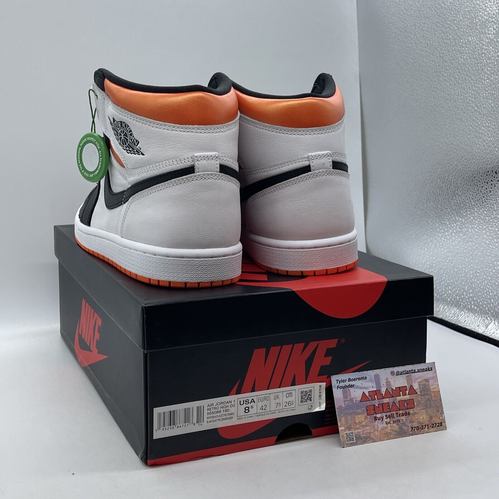 Size 8.5 - Jordan 1 Retro High Electro Orange Black Leather (555088-180)