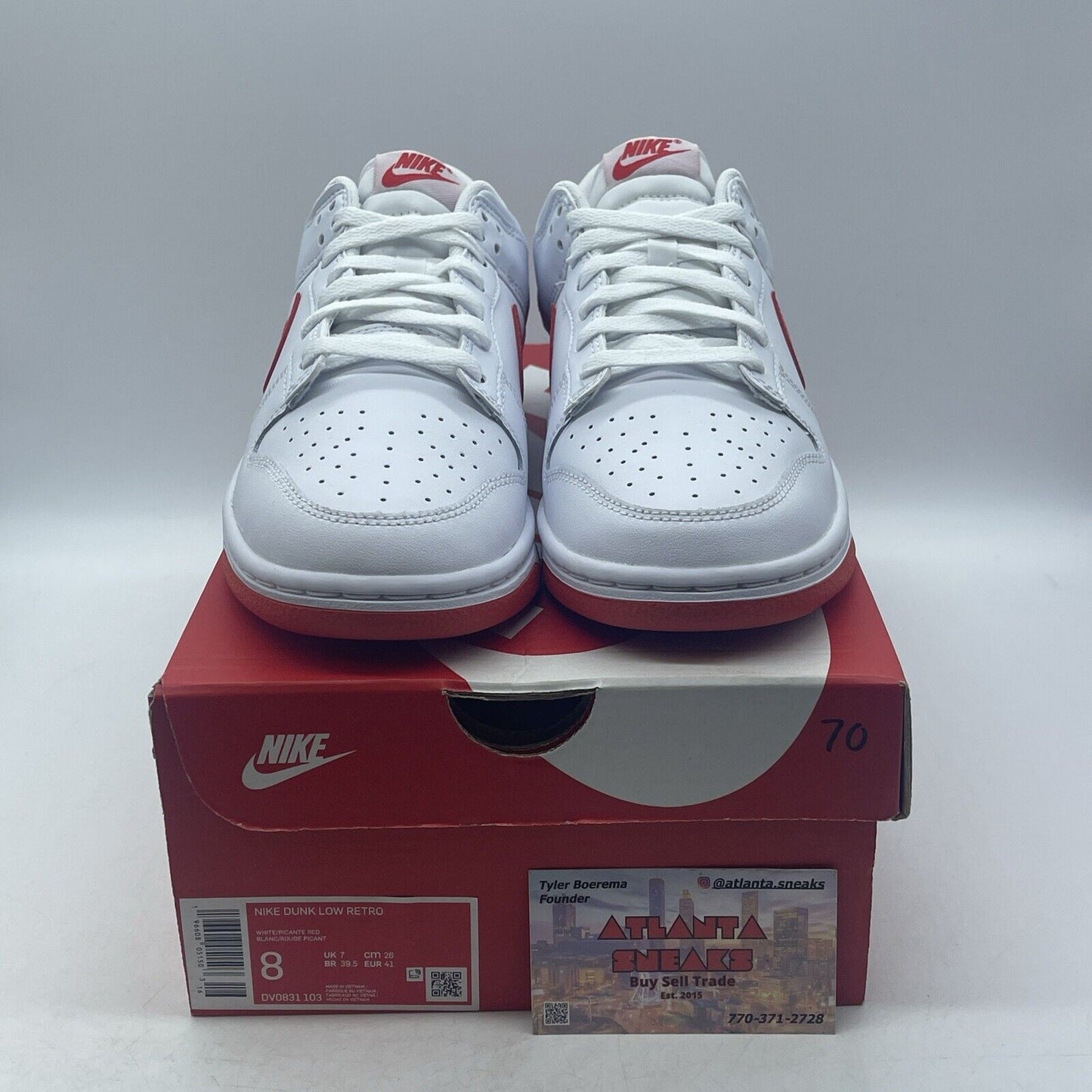 Size 8 - Nike Dunk Low Picante Red White Leather (DV0831-103)