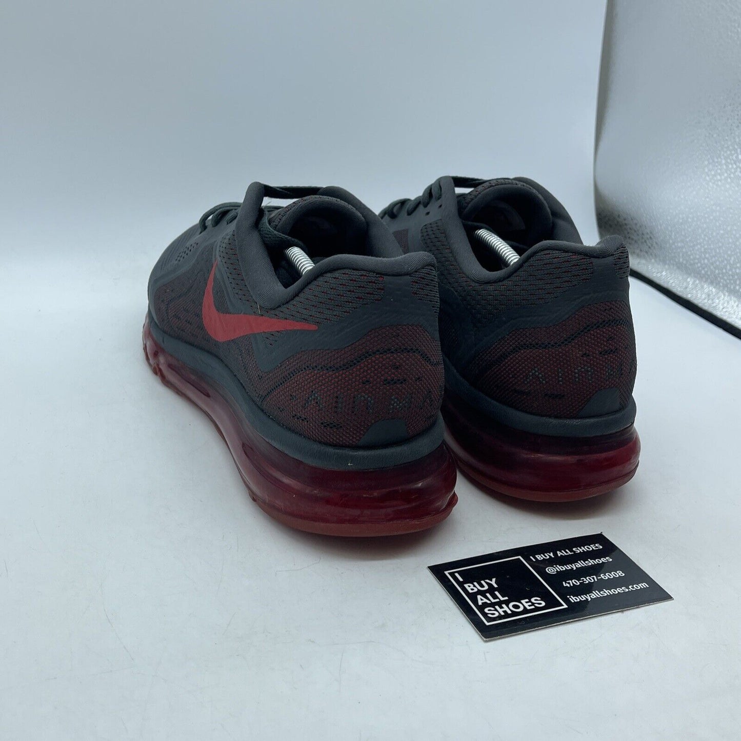 Size 13 - Nike Air Max 2014 Anthracite Grey Red Suede Leather (621077-066)