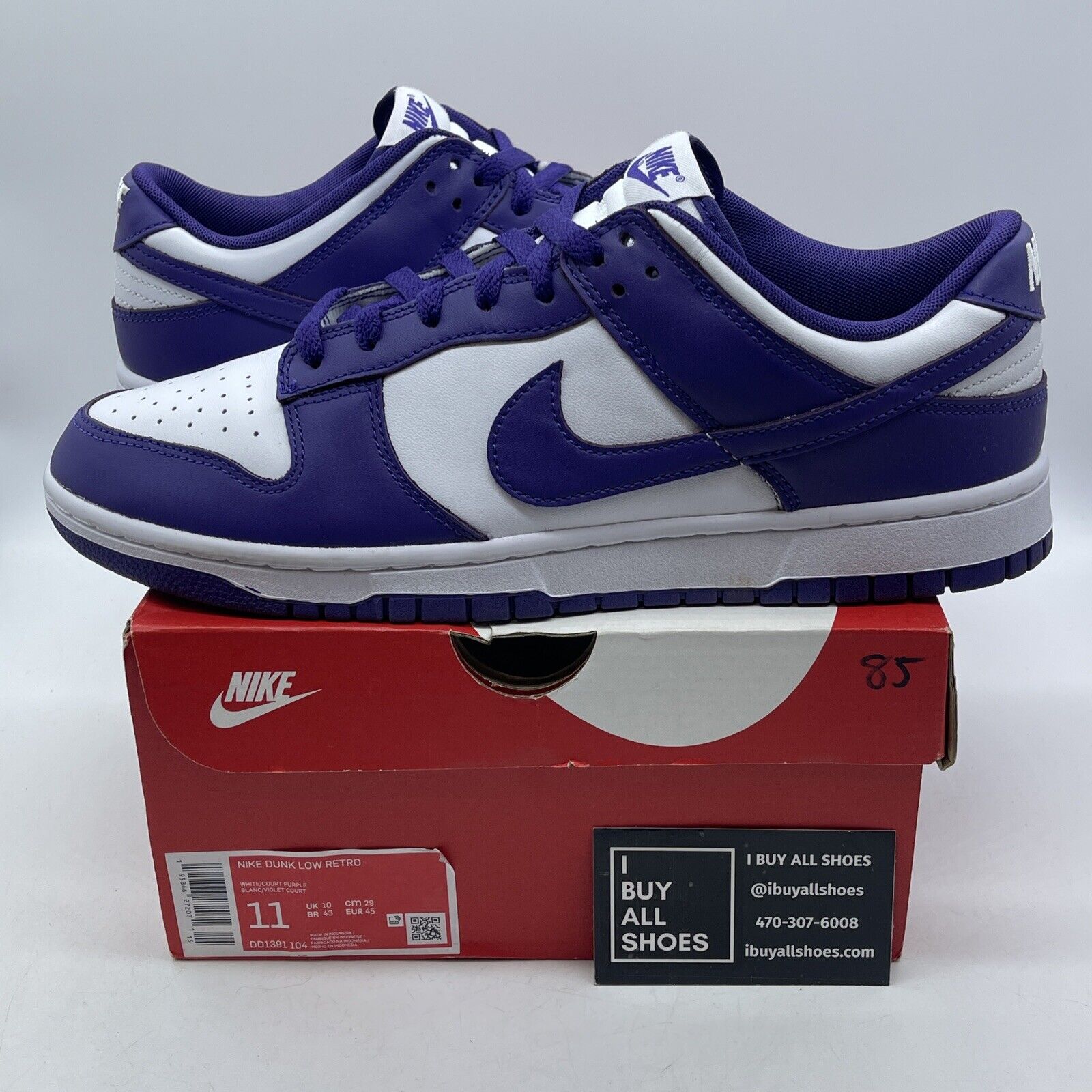 Size 11 - Nike Dunk Low Retro Court Purple White Leather Suede (DD1391-104)