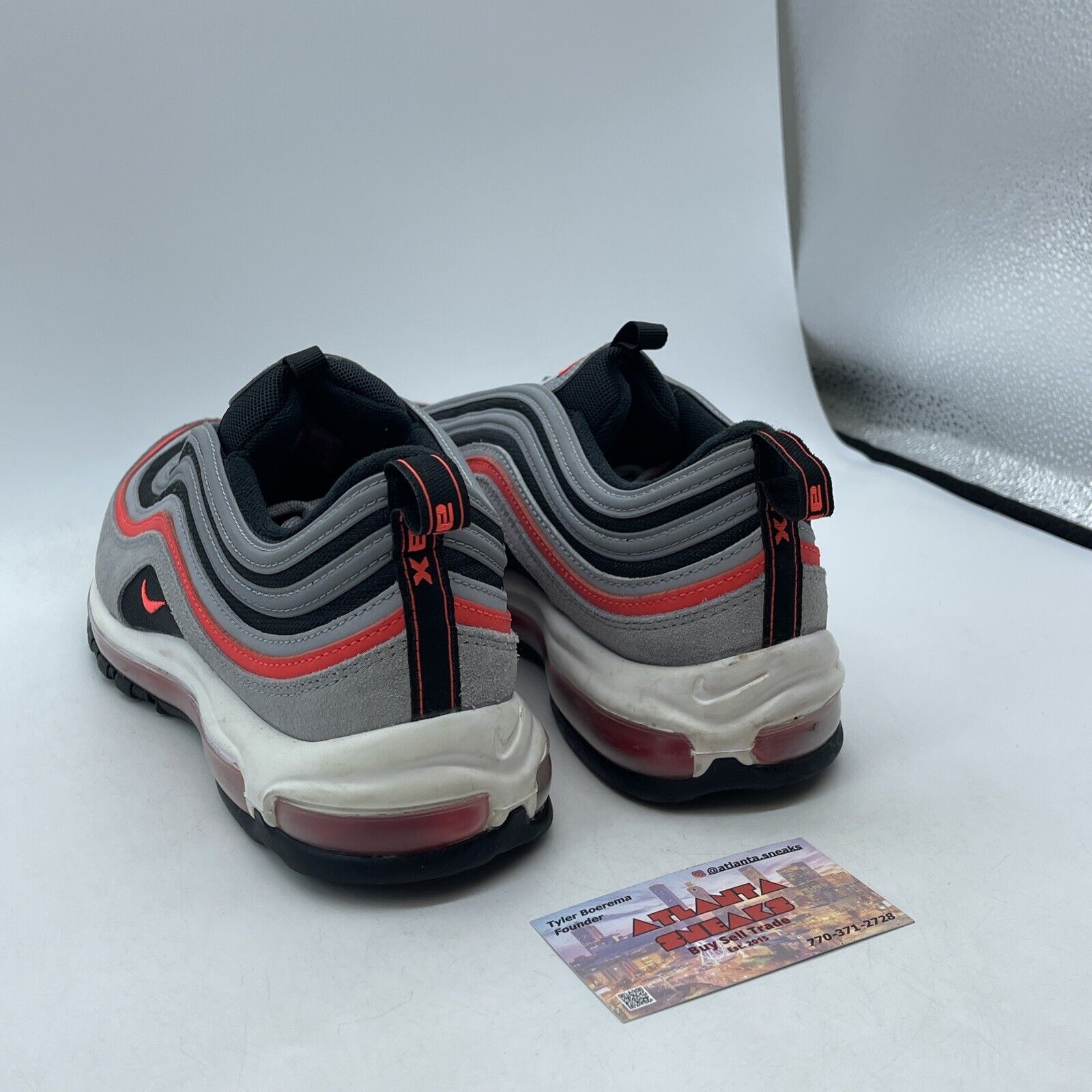 Size 10.5 - Nike Air Max 97 Wolf Grey Radiant Red Black Grey Suede (DB4611-002)