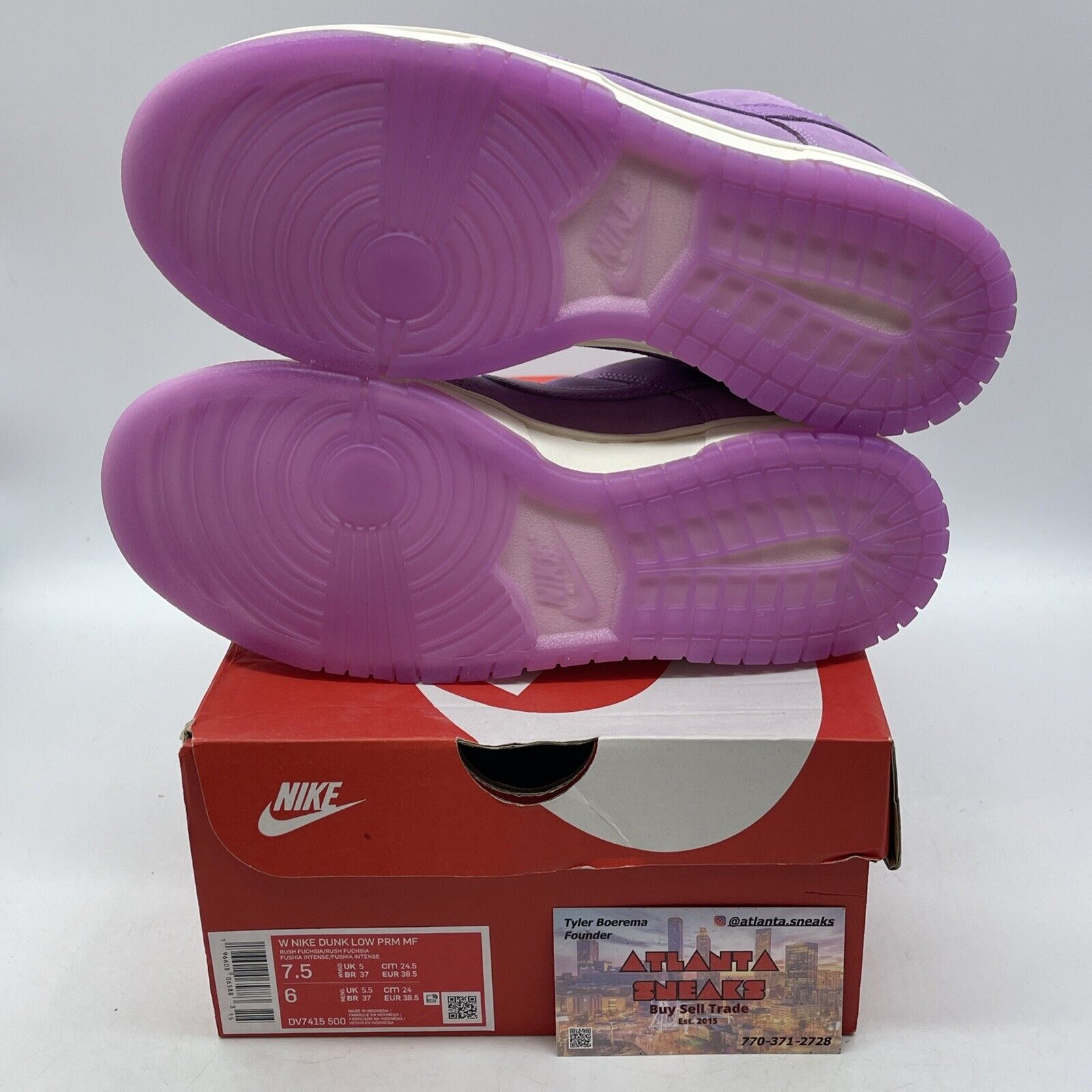 Size 7.5W - Nike Dunk Premium Low Rush Fuchsia Purple White Suede (DV7415-500)