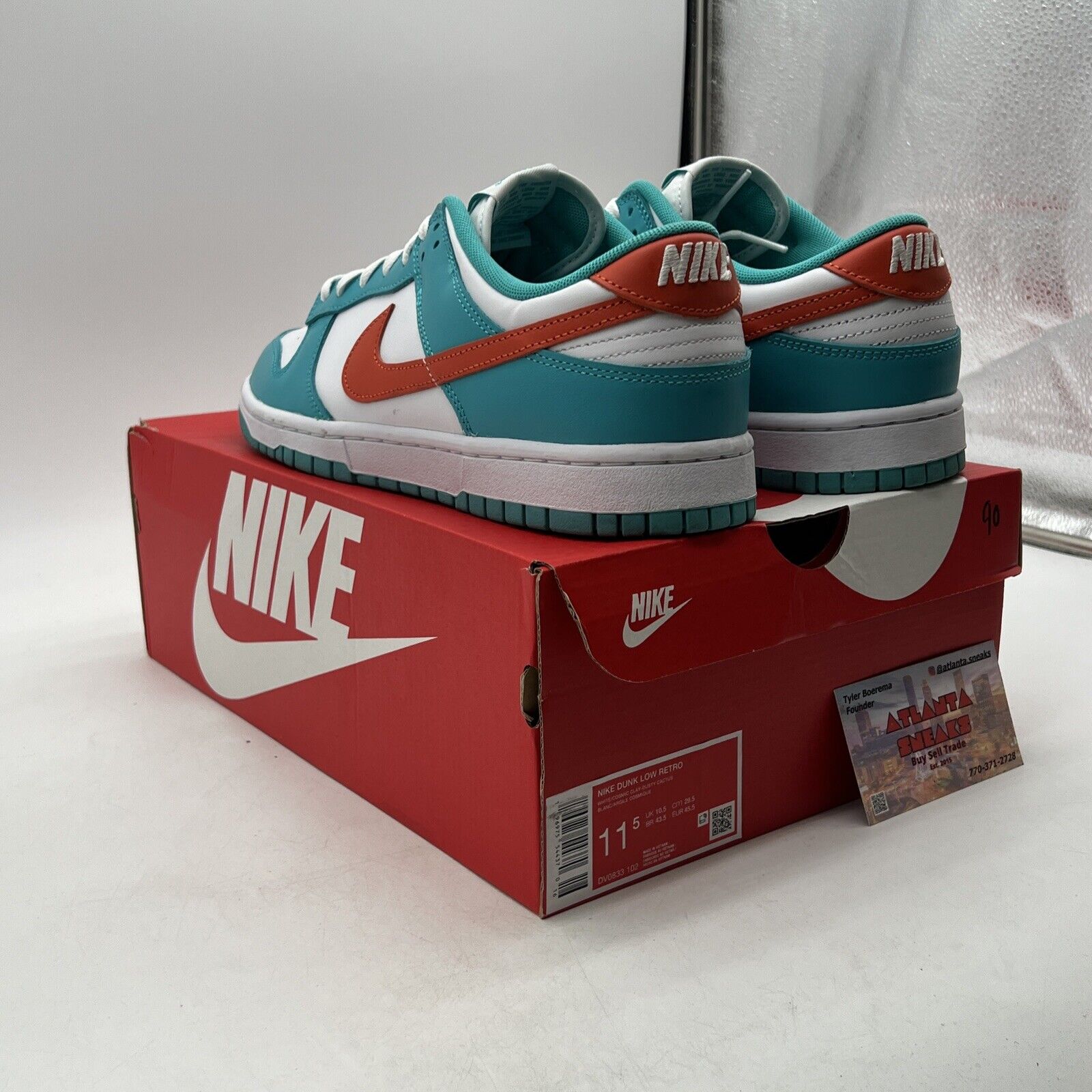 Size 11.5 - Nike Dunk Low Miami Dolphins (DV0833-102)