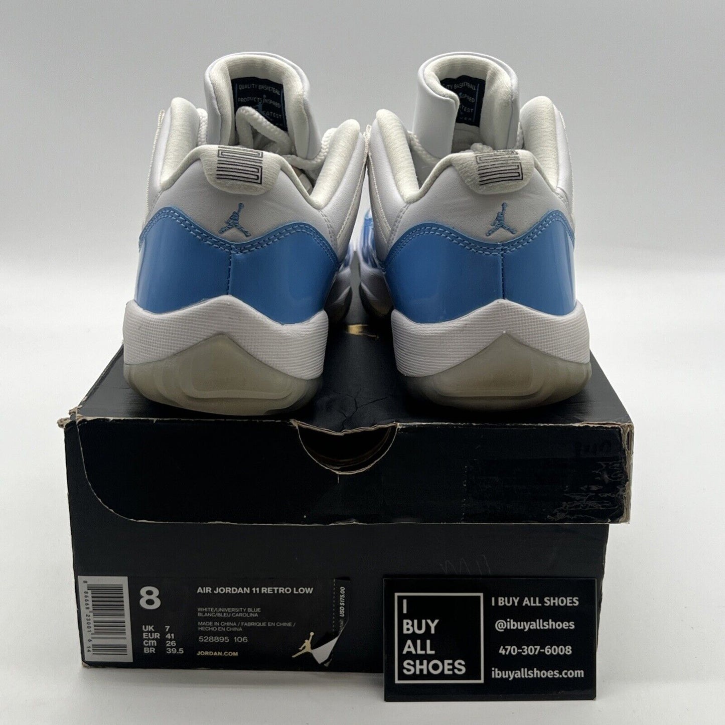 Size 8 - Air Jordan 11 Retro Low UNC 2017 (528895-106)