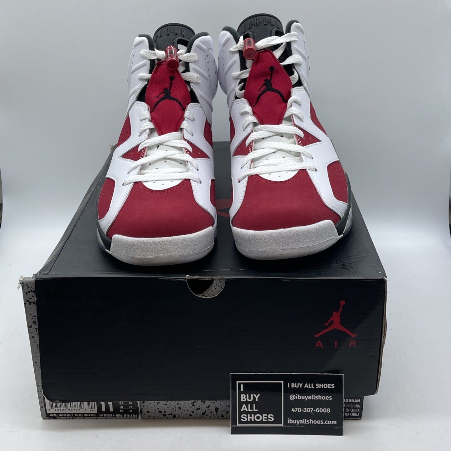 Size 11 - Air Jordan 6 Retro 2014 Carmine Red White Suede Leather (384664-160)