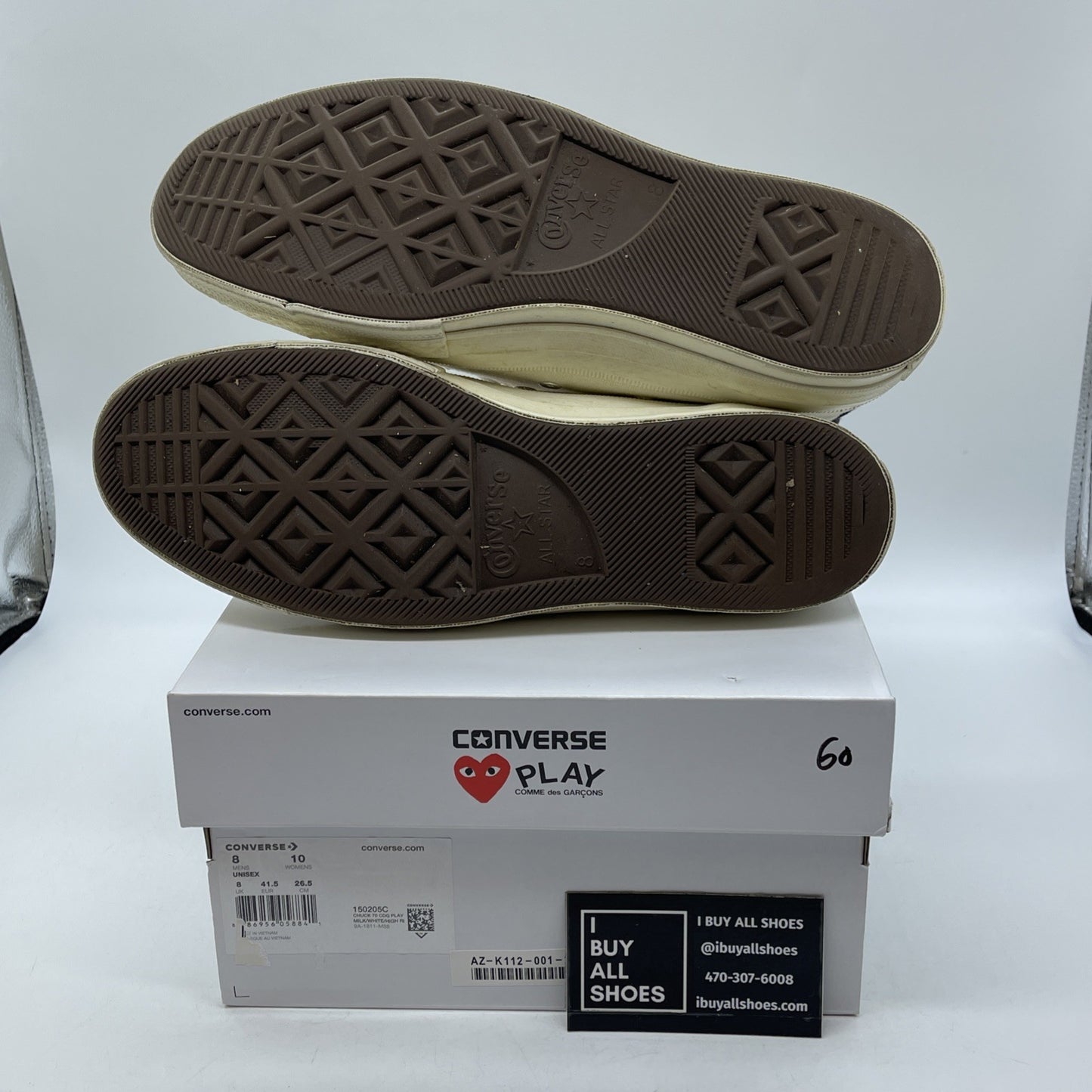 Size 8 - Converse Comme des Garçons Play x Chuck 70 High Milk (150205C)