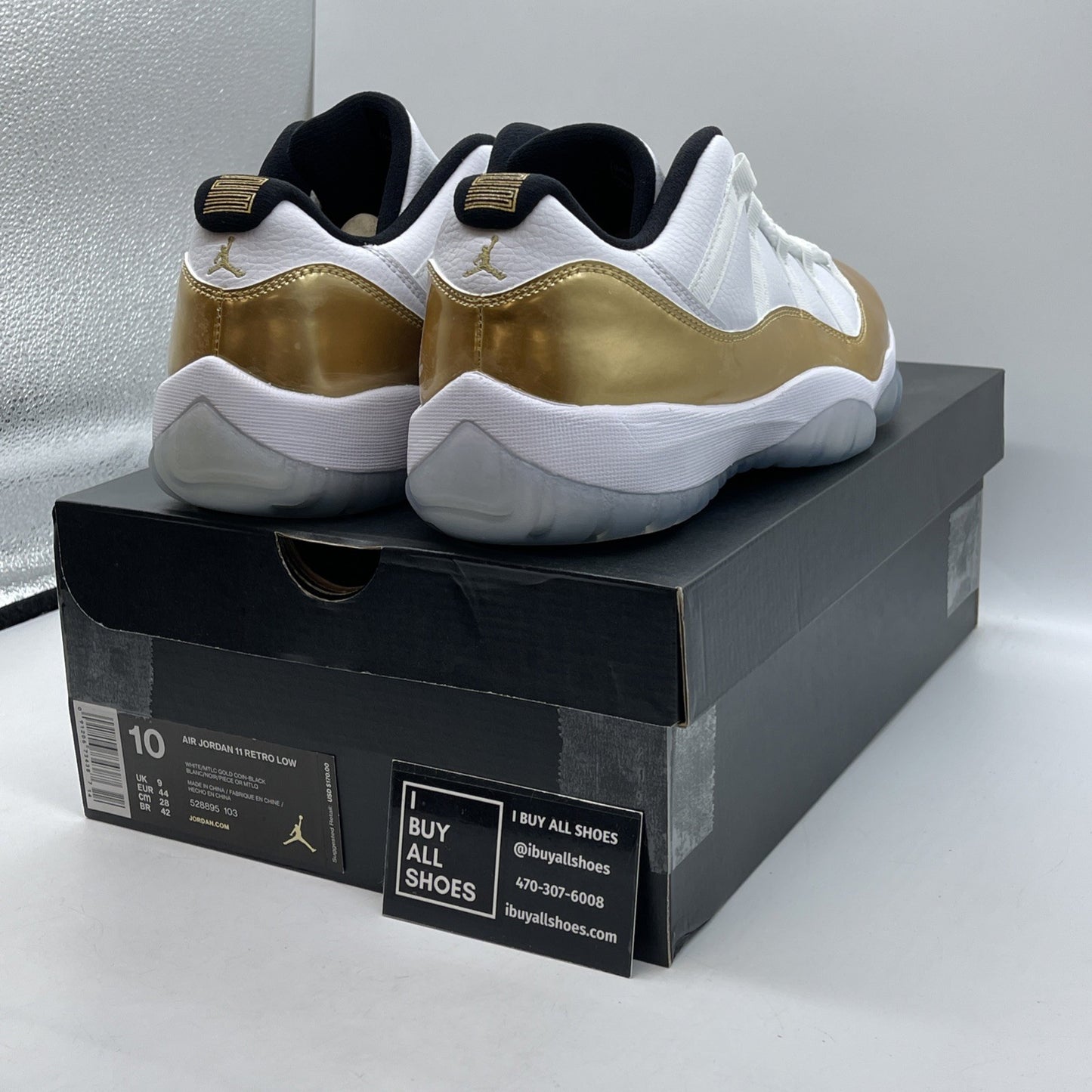 Size 10 - Air Jordan 11 Retro Low Closing Ceremony Gold White (528895-103)