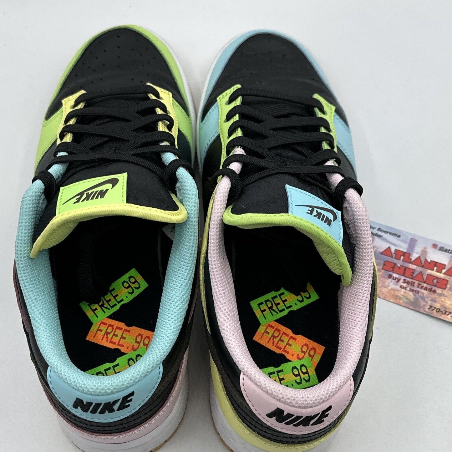 Size 9 - Nike Dunk Low SE FREE.99 Green Pink Leather Multi Color Gum Sole