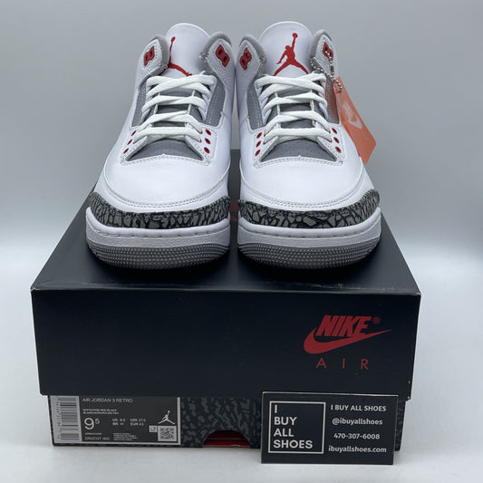 Size 9.5 - Jordan 3 Retro Mid Fire Red White Suede Leather (DN3707-160)