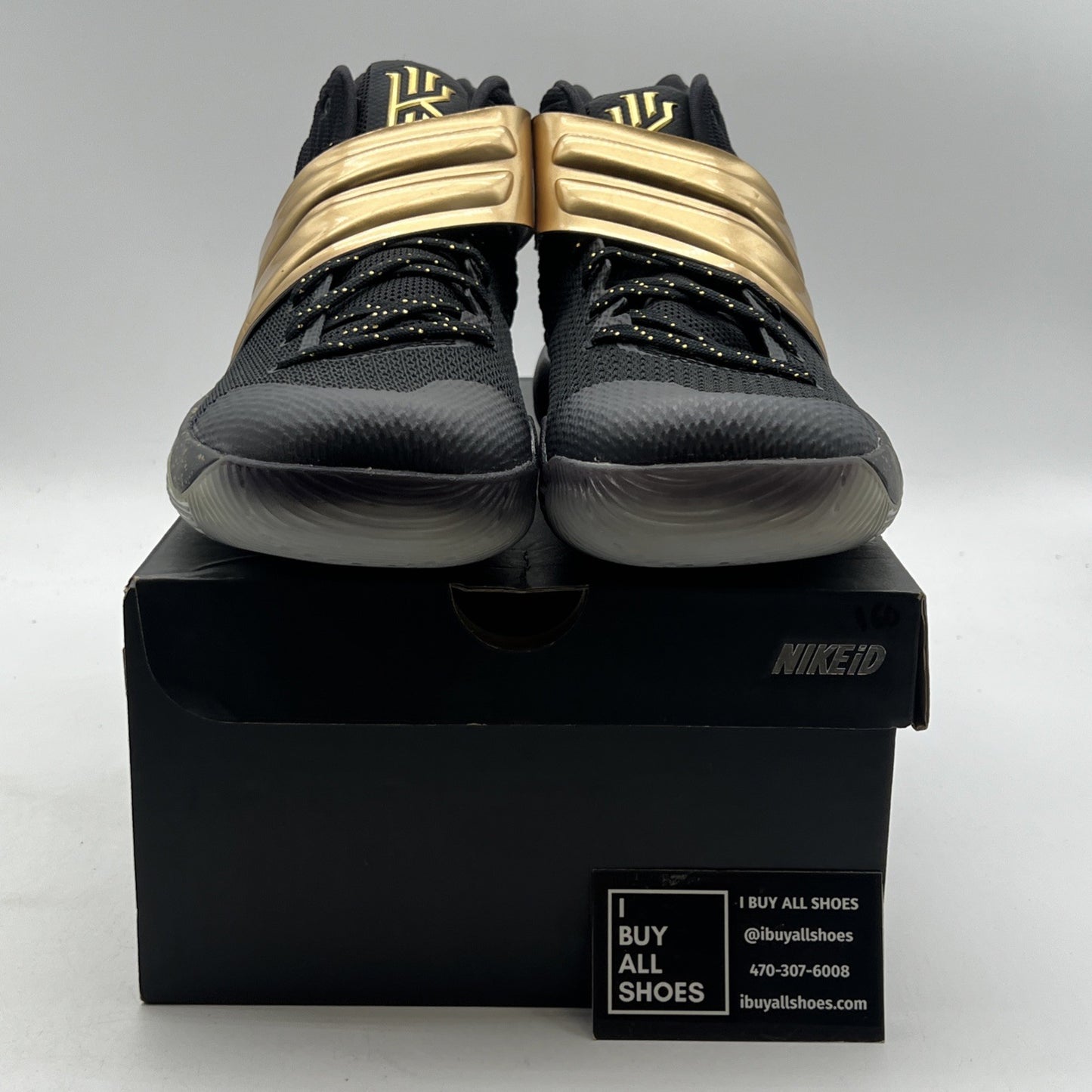 Size 13 - Nike Men's Black Gold Solid Kyrie Athletic Shoes (843253-995)