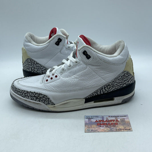 Size 9.5 - Air Jordan 3 Retro 2003 White Cement Leather Grey Suede (136064-102)