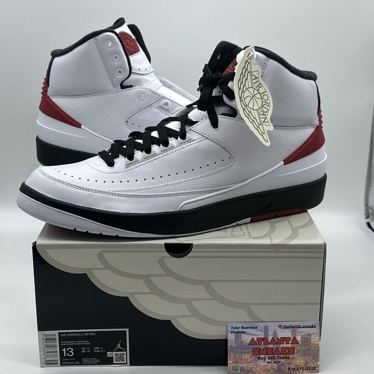 [DX2454-106] Mens Air Jordan Retro 2 OG 'Chicago' (2022) White Red Black Brand N